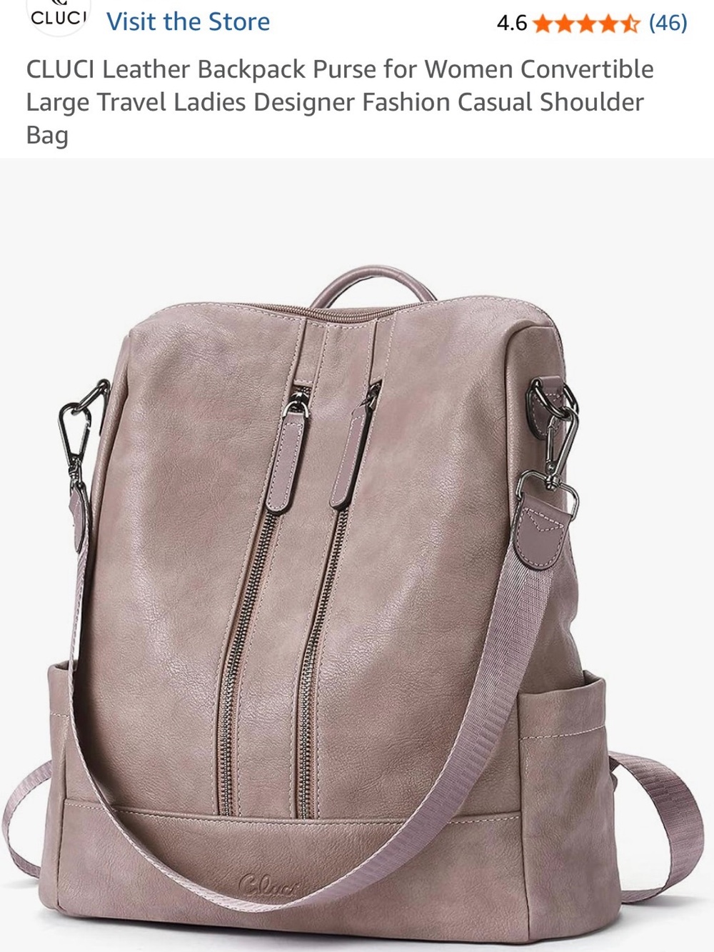 CLUCI Convertible Women's Backpack Purse in Dusty Rose